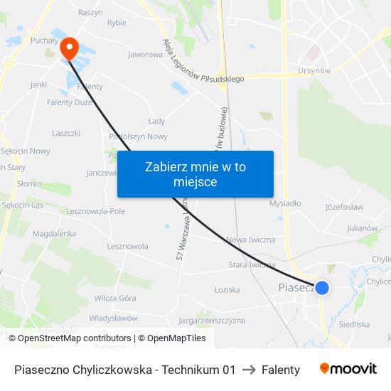 Piaseczno Chyliczkowska - Technikum 01 to Falenty map