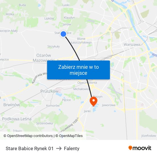 Stare Babice Rynek 01 to Falenty map