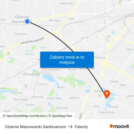 Ożarów Mazowiecki Sanktuarium to Falenty map