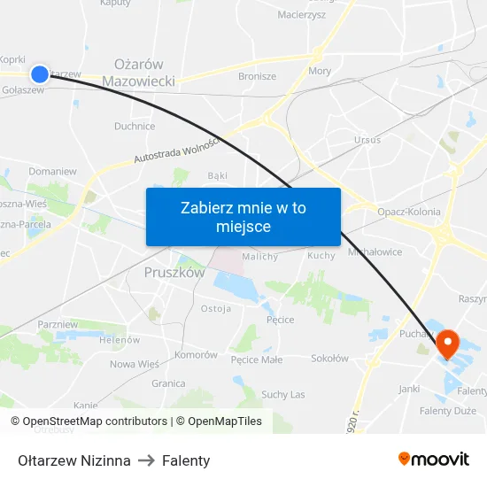 Ołtarzew Nizinna to Falenty map