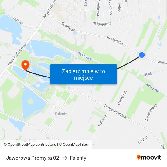 Jaworowa Promyka 02 to Falenty map