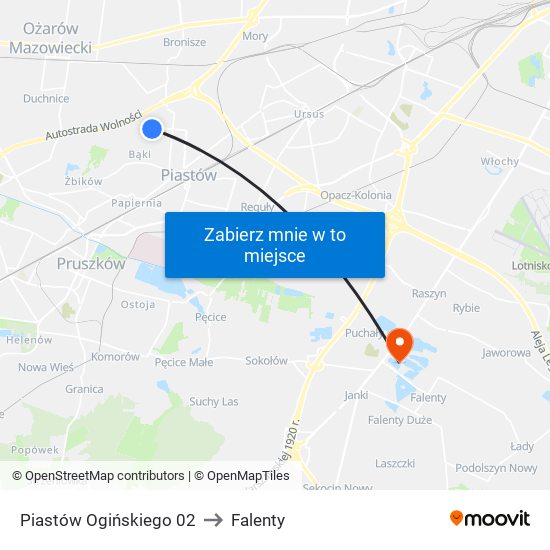Piastów Ogińskiego 02 to Falenty map