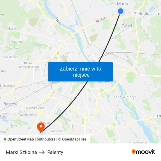 Marki Szkolna to Falenty map
