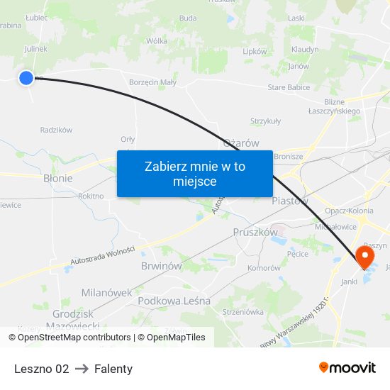 Leszno 02 to Falenty map