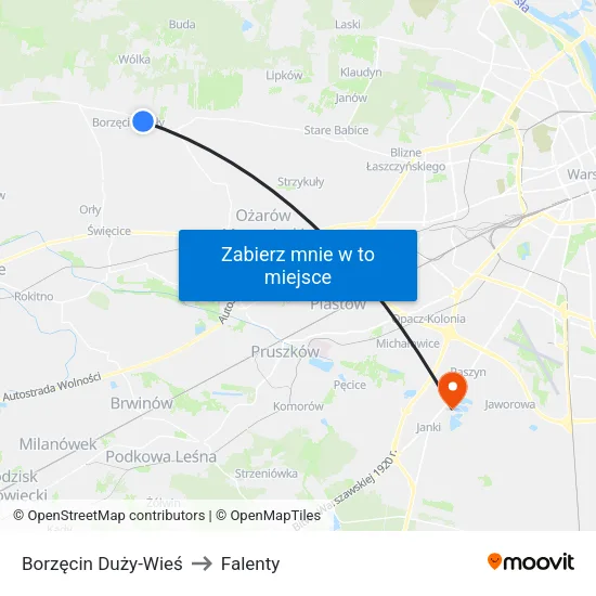 Borzęcin Duży - Wieś to Falenty map