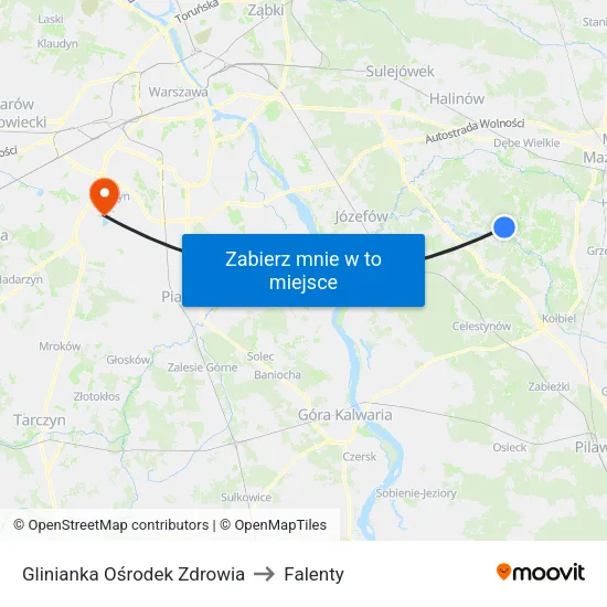 Glinianka Ośrodek Zdrowia to Falenty map