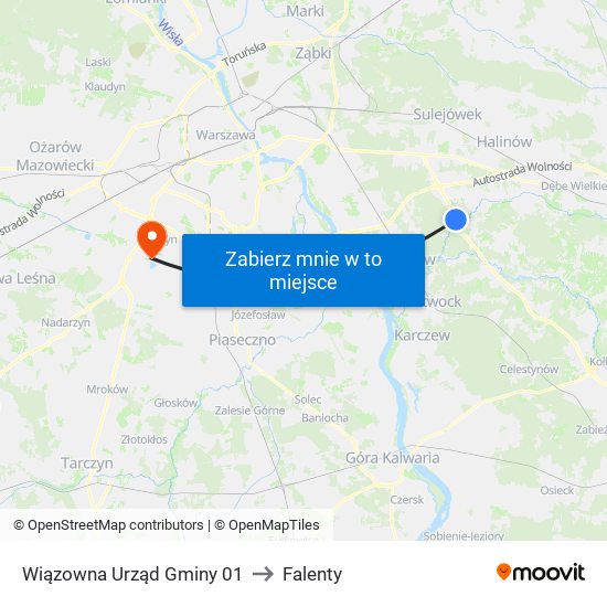 Wiązowna Urząd Gminy 01 to Falenty map