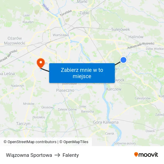 Wiązowna Sportowa to Falenty map