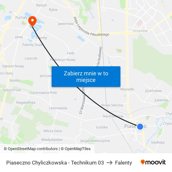 Piaseczno Chyliczkowska - Technikum 03 to Falenty map