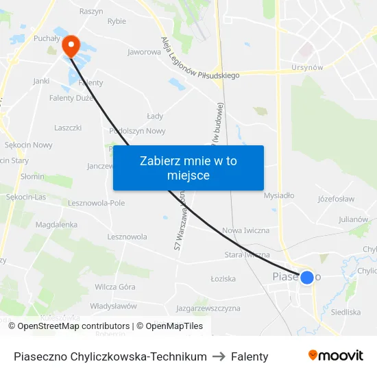Piaseczno Chyliczkowska - Technikum to Falenty map