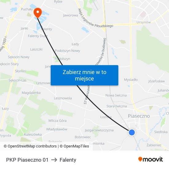 PKP Piaseczno 01 to Falenty map