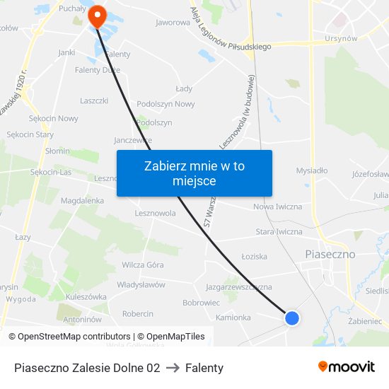 Piaseczno Zalesie Dolne 02 to Falenty map