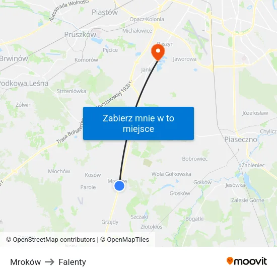 Mroków to Falenty map