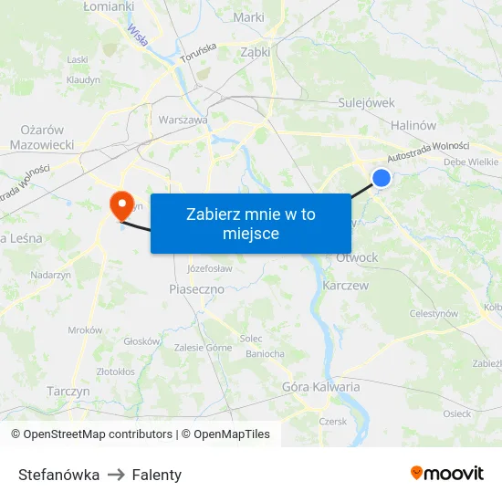 Stefanówka to Falenty map
