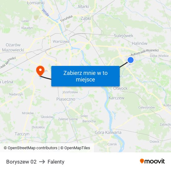 Boryszew 02 to Falenty map