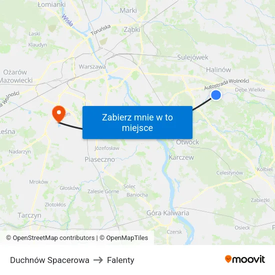 Duchnów Spacerowa to Falenty map