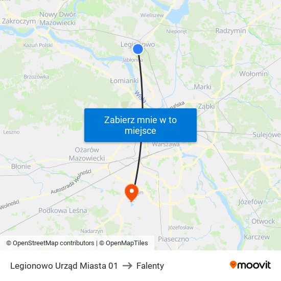 Legionowo Urząd Miasta to Falenty map