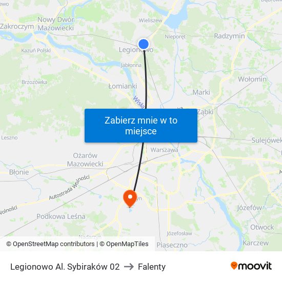 Legionowo Al. Sybiraków 02 to Falenty map