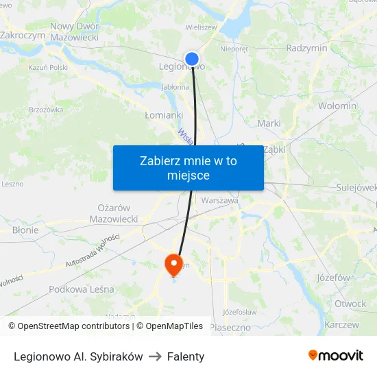 Legionowo Al. Sybiraków to Falenty map