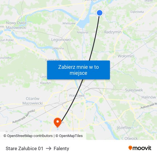 Stare Załubice 01 to Falenty map