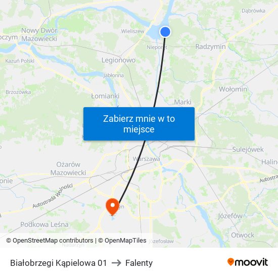 Białobrzegi Kąpielowa 01 to Falenty map