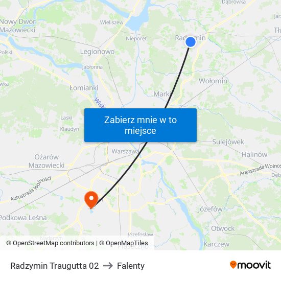 Radzymin Traugutta 02 to Falenty map