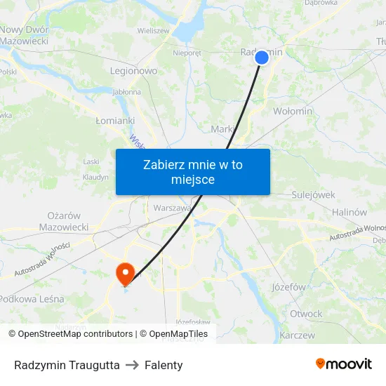 Radzymin Traugutta to Falenty map