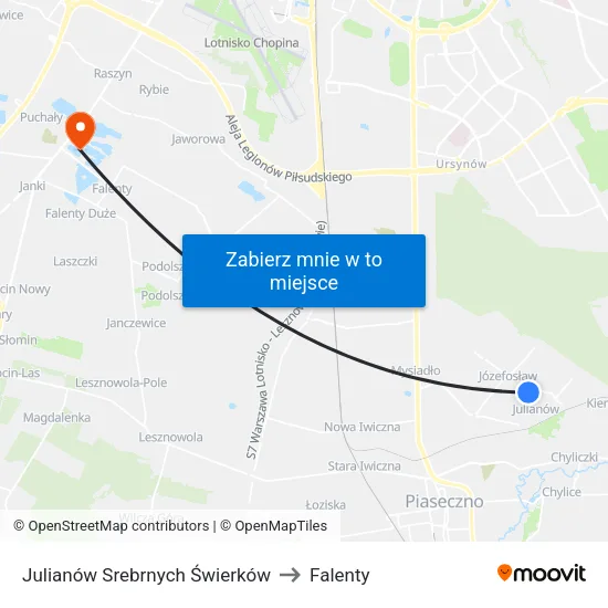 Julianów Srebrnych Świerków to Falenty map