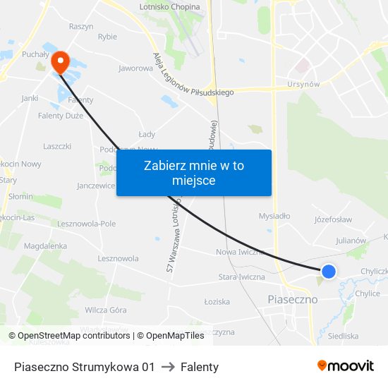 Piaseczno Strumykowa 01 to Falenty map