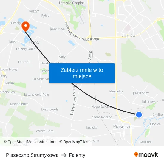 Piaseczno Strumykowa to Falenty map