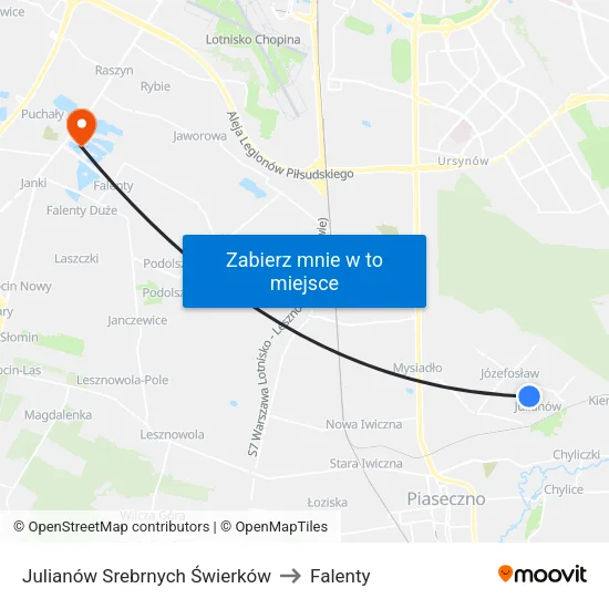 Julianów Srebrnych Świerków to Falenty map