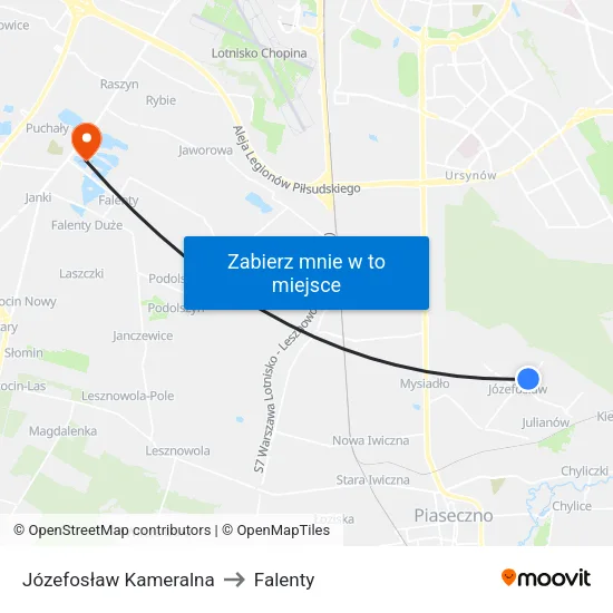 Józefosław Kameralna to Falenty map