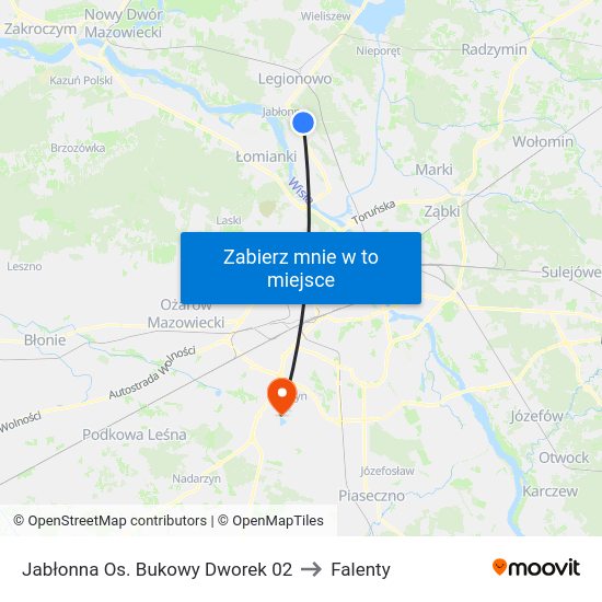 Jabłonna Os. Bukowy Dworek to Falenty map