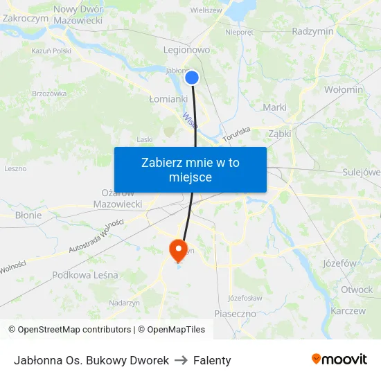 Jabłonna Os. Bukowy Dworek to Falenty map