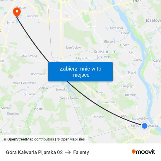 Góra Kalwaria Pijarska to Falenty map