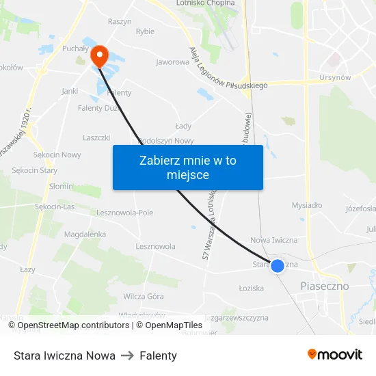 Stara Iwiczna Nowa to Falenty map