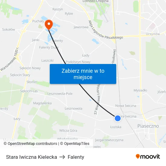 Stara Iwiczna Kielecka to Falenty map