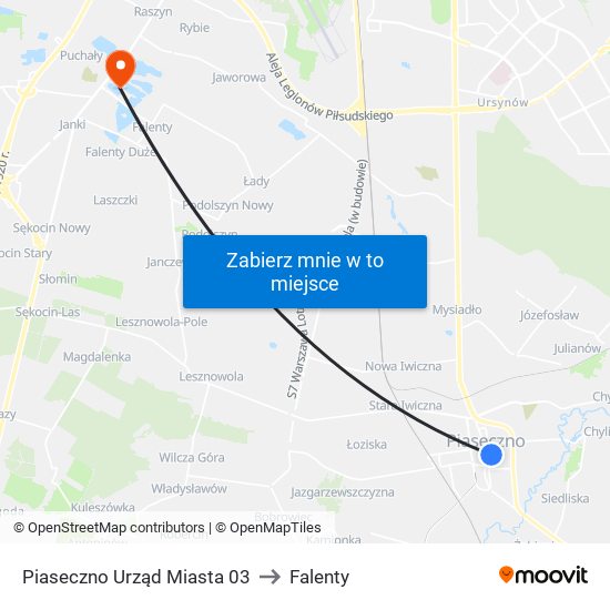 Piaseczno Urząd Miasta 03 to Falenty map