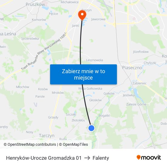 Henryków-Urocze Gromadzka 01 to Falenty map