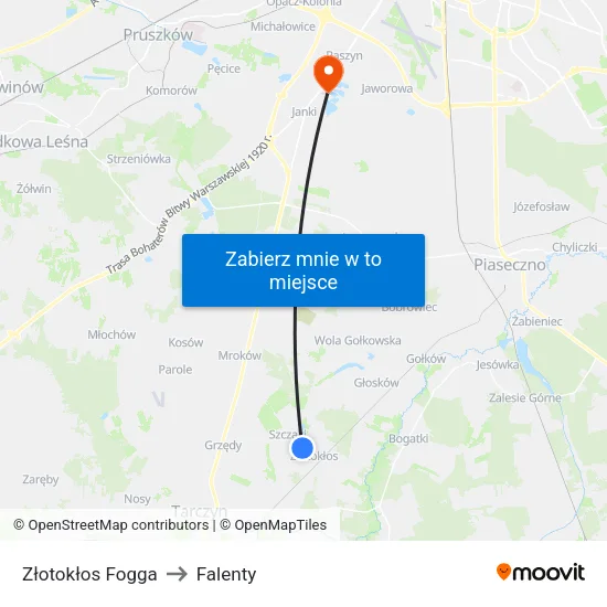 Złotokłos Fogga to Falenty map