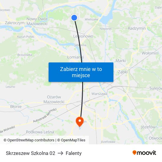 Skrzeszew Szkolna 02 to Falenty map