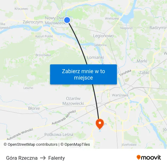 Góra Rzeczna to Falenty map