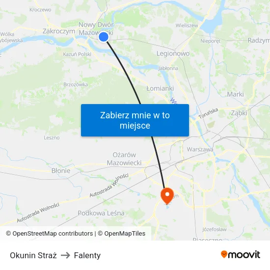 Okunin Straż to Falenty map