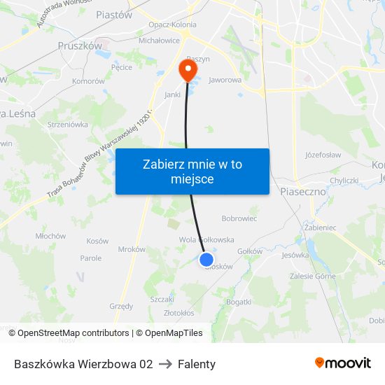 Baszkówka Wierzbowa 02 to Falenty map