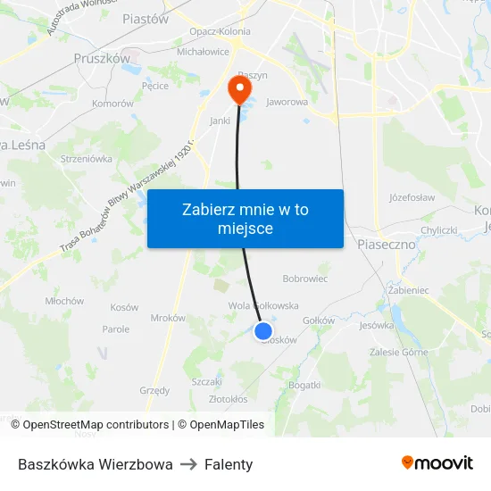 Baszkówka Wierzbowa to Falenty map