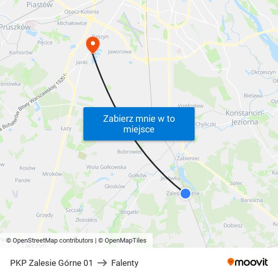 PKP Zalesie Górne 01 to Falenty map