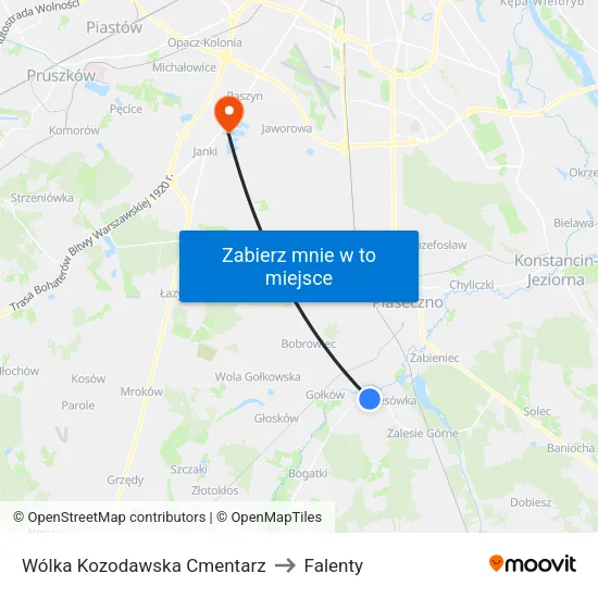 Wólka Kozodawska Cmentarz to Falenty map