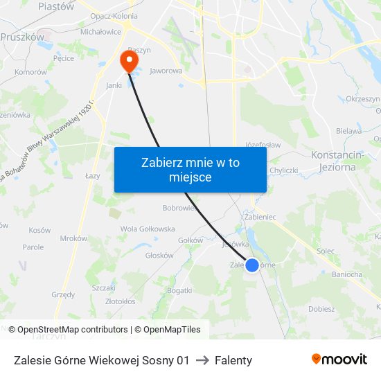 Zalesie Górne Wiekowej Sosny 01 to Falenty map