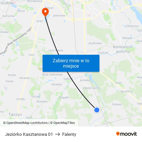 Jeziórko Kasztanowa 01 to Falenty map