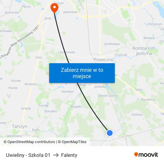 Uwieliny - Szkoła 01 to Falenty map